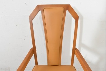 中古　美品　maruni(マルニ木工)　地中海シリーズ　ニースチェア　フェイクレザーのダイニングチェア2脚セット　定価(2脚合計)約18万円　(R-089640)