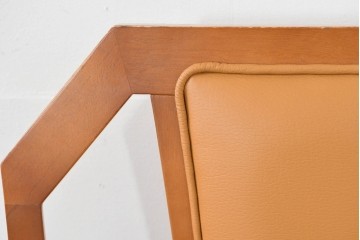中古　美品　maruni(マルニ木工)　地中海シリーズ　ニースチェア　フェイクレザーのダイニングチェア2脚セット　定価(2脚合計)約18万円　(R-089640)
