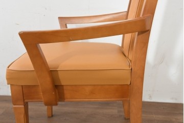 中古　美品　maruni(マルニ木工)　地中海シリーズ　ニースチェア　フェイクレザーのダイニングチェア2脚セット　定価(2脚合計)約18万円　(R-089640)