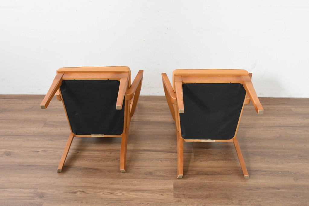 中古　美品　maruni(マルニ木工)　地中海シリーズ　ニースチェア　フェイクレザーのダイニングチェア2脚セット　定価(2脚合計)約18万円　(R-089640)
