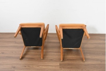 中古　美品　maruni(マルニ木工)　地中海シリーズ　ニースチェア　フェイクレザーのダイニングチェア2脚セット　定価(2脚合計)約18万円　(R-089640)