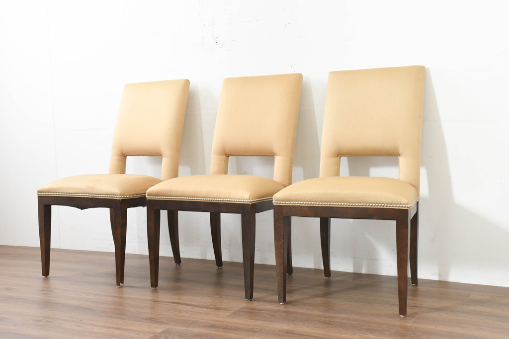 中古　アメリカ最高級ブランド　Century Furniture(センチュリー・ファニチャー)　洗練されたモダンな佇まいのダイニングチェア3脚セット　定価(3脚合計)約135万円　(R-089646)