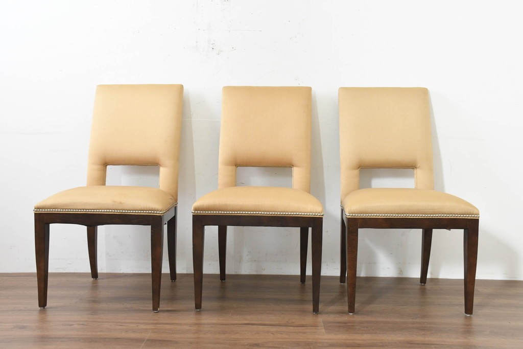 中古　アメリカ最高級ブランド　Century Furniture(センチュリー・ファニチャー)　洗練されたモダンな佇まいのダイニングチェア3脚セット　定価(3脚合計)約135万円　(R-089646)