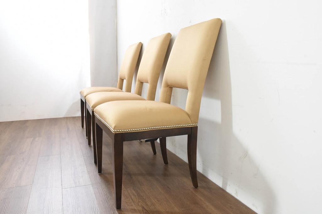 中古　アメリカ最高級ブランド　Century Furniture(センチュリー・ファニチャー)　洗練されたモダンな佇まいのダイニングチェア3脚セット　定価(3脚合計)約135万円　(R-089646)