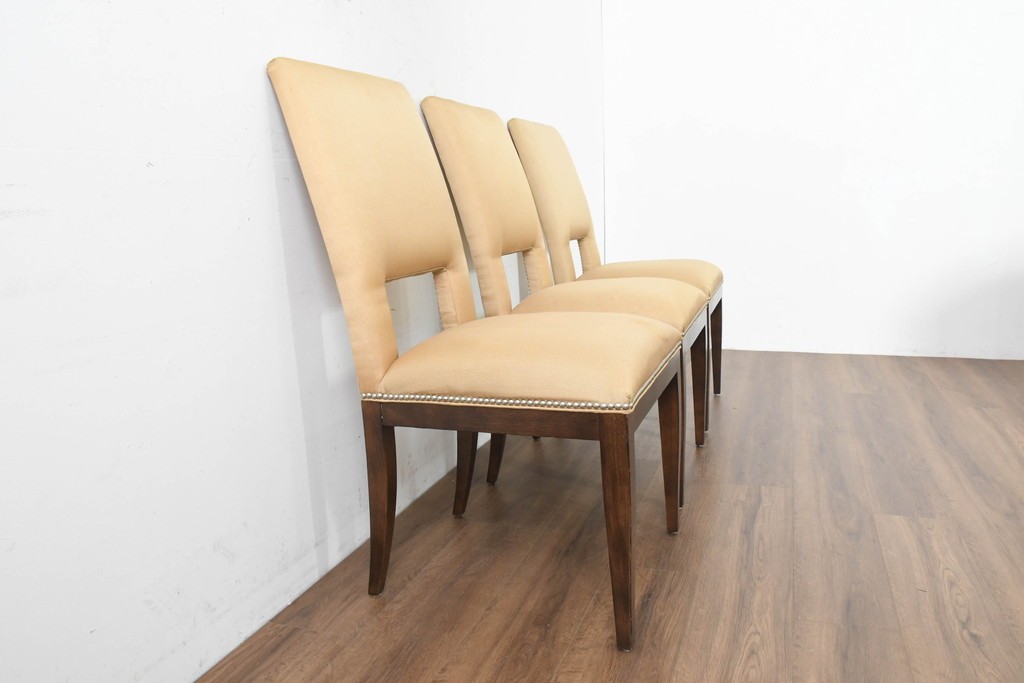 中古　アメリカ最高級ブランド　Century Furniture(センチュリー・ファニチャー)　洗練されたモダンな佇まいのダイニングチェア3脚セット　定価(3脚合計)約135万円　(R-089646)