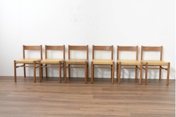 和製ヴィンテージ　ナラ材　レトロなダイニングチェア6脚セット　(R-089647)