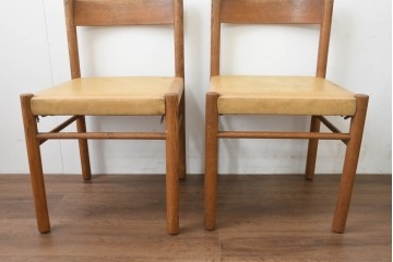 和製ヴィンテージ　ナラ材　レトロなダイニングチェア6脚セット　(R-089647)
