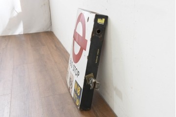 イギリスヴィンテージ　ロンドン交通局　プレーン・ラウンデル(Roundel)　BUS STOP(バスストップ)　バス停の看板　(R-089649)