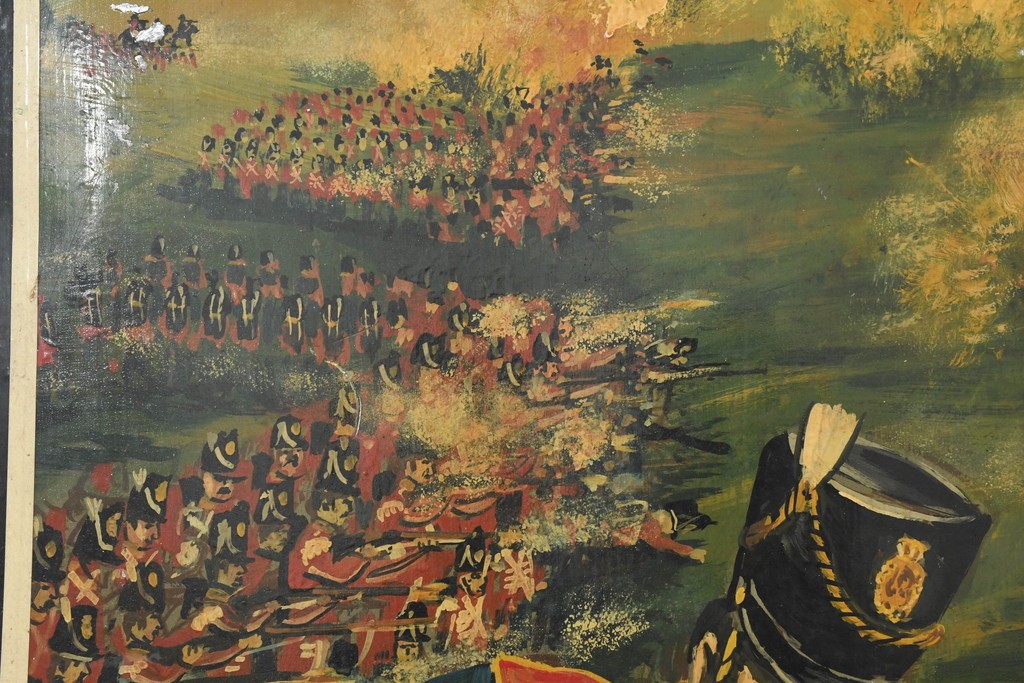 イギリスヴィンテージ　THE WATERLOO(ザ・ワーテルロー)　ワーテルローの戦いを描いた両面手書きの吊り看板　(R-089654)