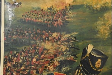 イギリスヴィンテージ　THE WATERLOO(ザ・ワーテルロー)　ワーテルローの戦いを描いた両面手書きの吊り看板　(R-089654)