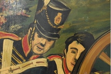 イギリスヴィンテージ　THE WATERLOO(ザ・ワーテルロー)　ワーテルローの戦いを描いた両面手書きの吊り看板　(R-089654)