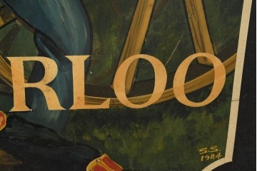 イギリスヴィンテージ　THE WATERLOO(ザ・ワーテルロー)　ワーテルローの戦いを描いた両面手書きの吊り看板　(R-089654)