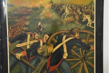 イギリスヴィンテージ　THE WATERLOO(ザ・ワーテルロー)　ワーテルローの戦いを描いた両面手書きの吊り看板　(R-089654)