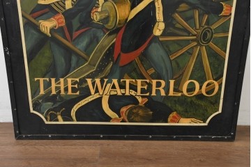 イギリスヴィンテージ　THE WATERLOO(ザ・ワーテルロー)　ワーテルローの戦いを描いた両面手書きの吊り看板　(R-089654)