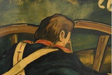 イギリスヴィンテージ　THE WATERLOO(ザ・ワーテルロー)　ワーテルローの戦いを描いた両面手書きの吊り看板　(R-089654)