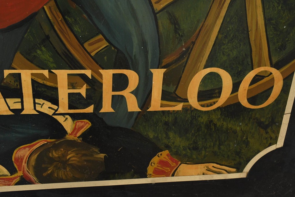 イギリスヴィンテージ　THE WATERLOO(ザ・ワーテルロー)　ワーテルローの戦いを描いた両面手書きの吊り看板　(R-089654)