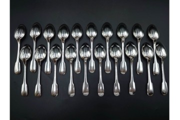 フランス　Christofle(クリストフル)　シルバーコーティング　CLUNY(クリュニー)・RUBANS(リュバン)・MARLY(マルリー)　カトラリー92点セット　収納袋・外箱付き　(R-089657)