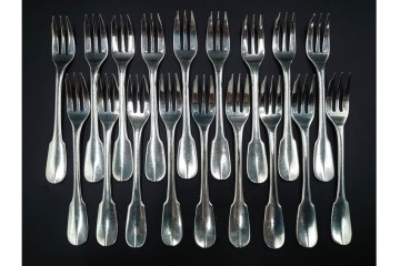 フランス　Christofle(クリストフル)　シルバーコーティング　CLUNY(クリュニー)・RUBANS(リュバン)・MARLY(マルリー)　カトラリー92点セット　収納袋・外箱付き　(R-089657)
