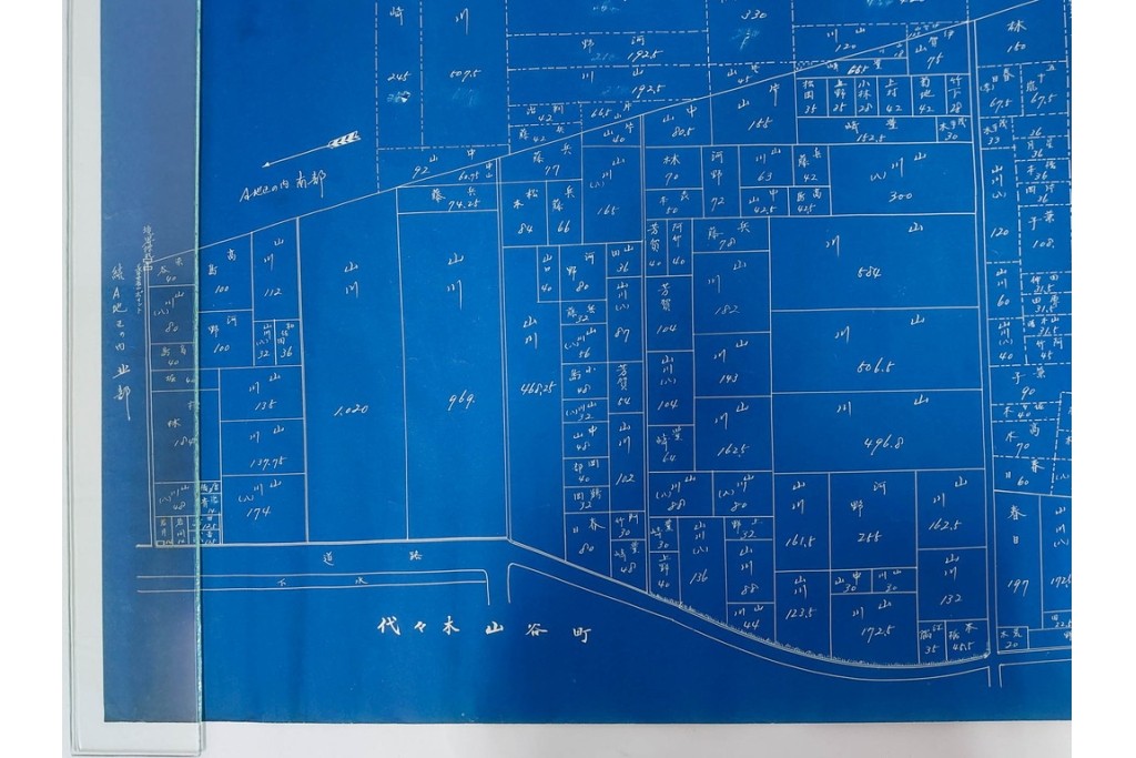 旧代々木練兵場(現ワシントンハイツ)　「日本政府及連合軍総司令部最高司令官」の記載あり　軍用地の青写真(図面)2枚セット　(R-089663)