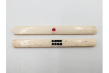 戦前　背竹牌(骨牌)　麻雀牌・点棒・サイコロのセット　収納箱付き　(R-089665)