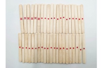 戦前　背竹牌(骨牌)　麻雀牌・点棒・サイコロのセット　収納箱付き　(R-089665)
