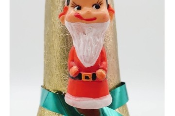 昭和レトロ　当時物　不二家　ソフビ製　サンタ姿のペコちゃんが可愛らしいクリスマスブーツなどのセット　(R-089673)