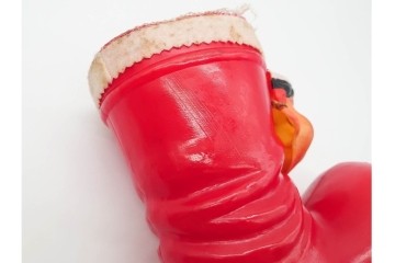 昭和レトロ　当時物　不二家　ソフビ製　サンタ姿のペコちゃんが可愛らしいクリスマスブーツ　(R-089674)