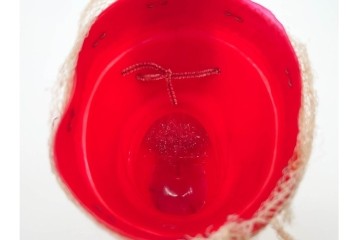 昭和レトロ　当時物　不二家　ソフビ製　サンタ姿のペコちゃんが可愛らしいクリスマスブーツ　(R-089674)