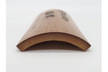 時代物　石禅作　胡麻竹彫嵌の茶量(茶合)　共箱付き　(R-089688)