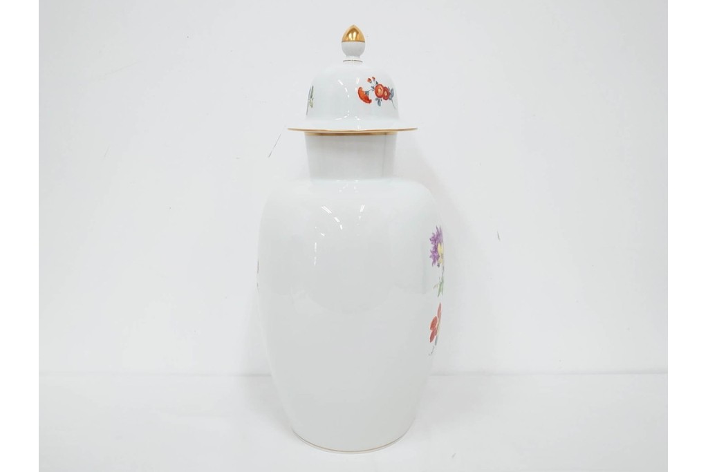 ドイツ製　Meissen(マイセン)　フラワーブーケ　高さ約53cm　華やかな蓋付きフラワーベース　外箱付き　(R-089689)