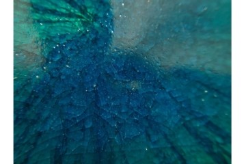 小野珀子　釉裏金彩　直径約18cm(5.9寸)　深みのある青緑の輝きが美しい菓子鉢　共箱付き　(R-089695)