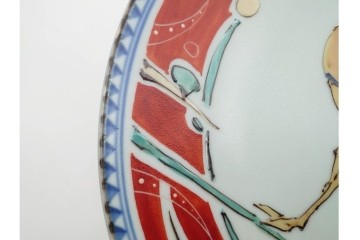 宮崎祐輔　有田焼　直径約23cm(7.5寸)　色絵楽人駱駝の平鉢　共箱付き　(R-089696)