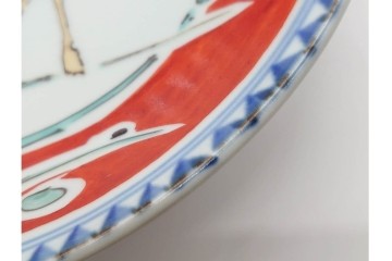 宮崎祐輔　有田焼　直径約23cm(7.5寸)　色絵楽人駱駝の平鉢　共箱付き　(R-089696)