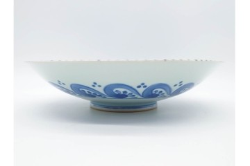 宮崎祐輔　有田焼　直径約29cm(9.5寸)　染錦柘榴駱駝の鉢　皿立て・共箱付き　(R-089697)