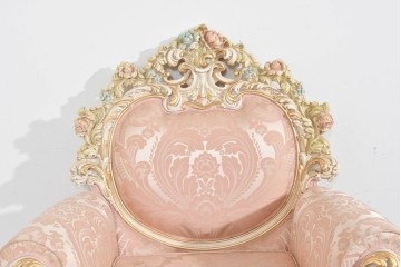 中古　SILIK(シリック)　ロココ調　優美な花柄と曲線装飾が華やかな1人掛けソファ　定価約110万円　(R-089709)