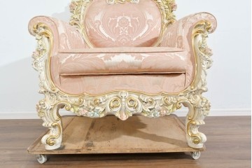 中古　SILIK(シリック)　ロココ調　優美な花柄と曲線装飾が華やかな1人掛けソファ　定価約110万円　(R-089709)