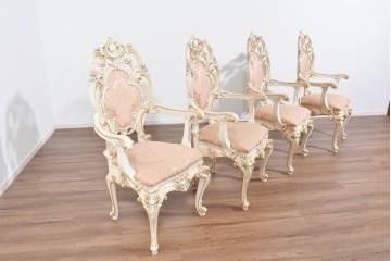 中古　イタリアブランド家具　SILIK(シリック)　細部まで凝った造りのアームチェア4脚セット　※汚れ有り　(R-089710)