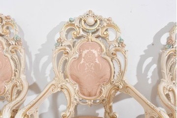 中古　イタリアブランド家具　SILIK(シリック)　細部まで凝った造りのアームチェア4脚セット　※汚れ有り　(R-089710)
