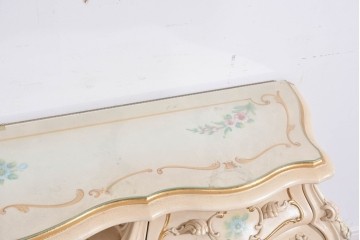 中古　美品　SILIK(シリック)　ロココ調　優美な花柄とゴールドの装飾が華やかな引き出し付きコンソールテーブル　現行定価約180万円　(R-089712)