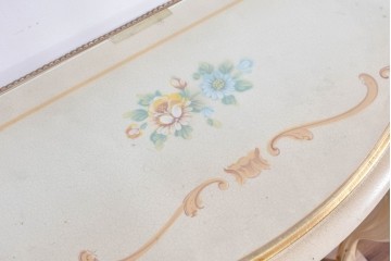 中古　美品　SILIK(シリック)　ロココ調　優美な花柄とゴールドの装飾が華やかな引き出し付きコンソールテーブル　現行定価約180万円　(R-089712)