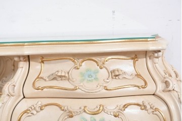 中古　美品　SILIK(シリック)　ロココ調　優美な花柄とゴールドの装飾が華やかな引き出し付きコンソールテーブル　現行定価約180万円　(R-089712)