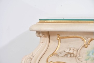 中古　美品　SILIK(シリック)　ロココ調　優美な花柄とゴールドの装飾が華やかな引き出し付きコンソールテーブル　現行定価約180万円　(R-089712)