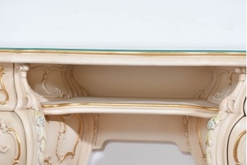 中古　美品　SILIK(シリック)　ロココ調　優美な花柄とゴールドの装飾が華やかな引き出し付きコンソールテーブル　現行定価約180万円　(R-089712)