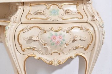 中古　美品　SILIK(シリック)　ロココ調　優美な花柄とゴールドの装飾が華やかな引き出し付きコンソールテーブル　現行定価約180万円　(R-089712)