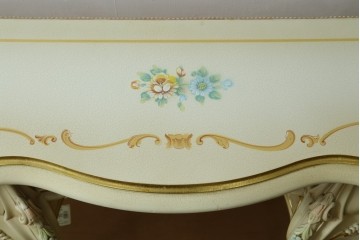 中古　美品　SILIK(シリック)　ロココ調　優美な花柄とゴールドの装飾が華やかな引き出し付きコンソールテーブル　現行定価約180万円　(R-089712)