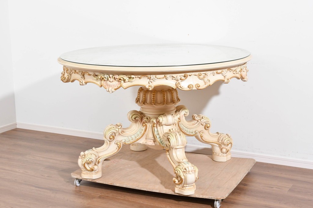 中古　美品　SILIK(シリック)　繊細なロココ調装飾が華やかなダイニングテーブル　定価約210万円　(R-089713)