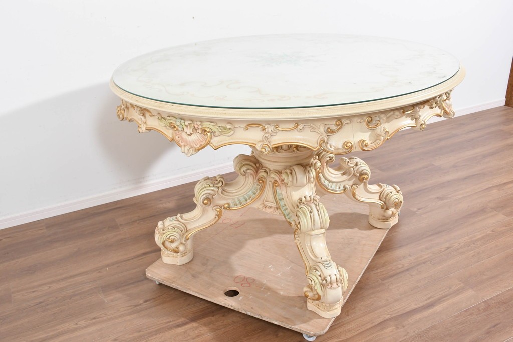 中古　美品　SILIK(シリック)　繊細なロココ調装飾が華やかなダイニングテーブル　定価約210万円　(R-089713)