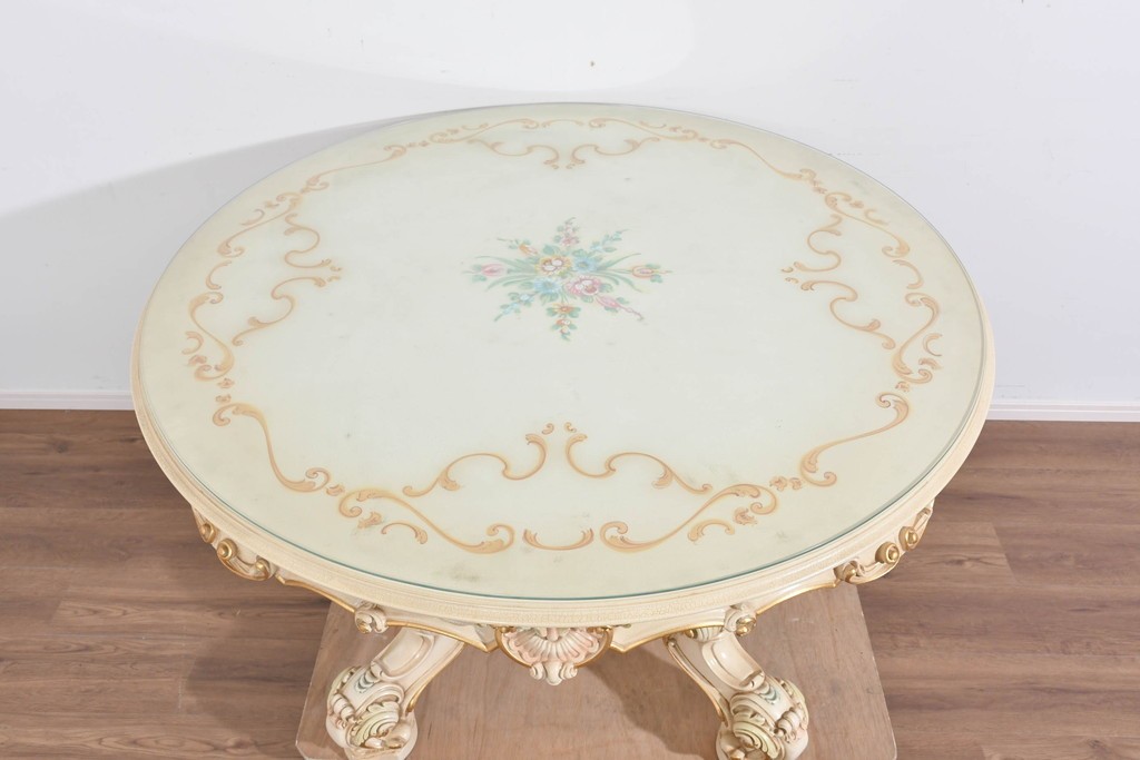 中古　美品　SILIK(シリック)　繊細なロココ調装飾が華やかなダイニングテーブル　定価約210万円　(R-089713)