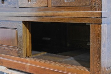 中古　美品　鉄刀木(タガヤサン)材　重厚な木目を楽しむ和モダンな囲炉裏テーブルと椅子4脚のセット　(R-089720)