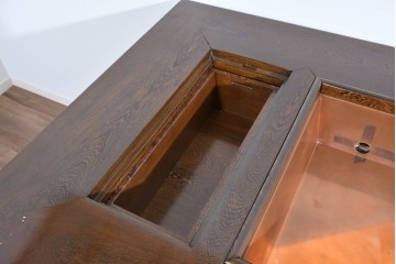 中古　美品　鉄刀木(タガヤサン)材　重厚な木目を楽しむ和モダンな囲炉裏テーブルと椅子4脚のセット　(R-089720)